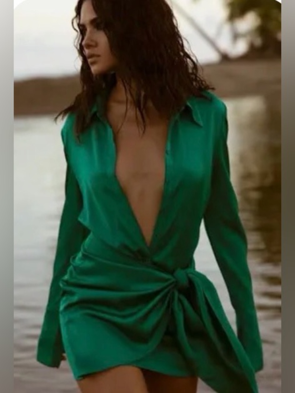 Rat & Boa Alanis Emerald Green Wrap Mini Dress